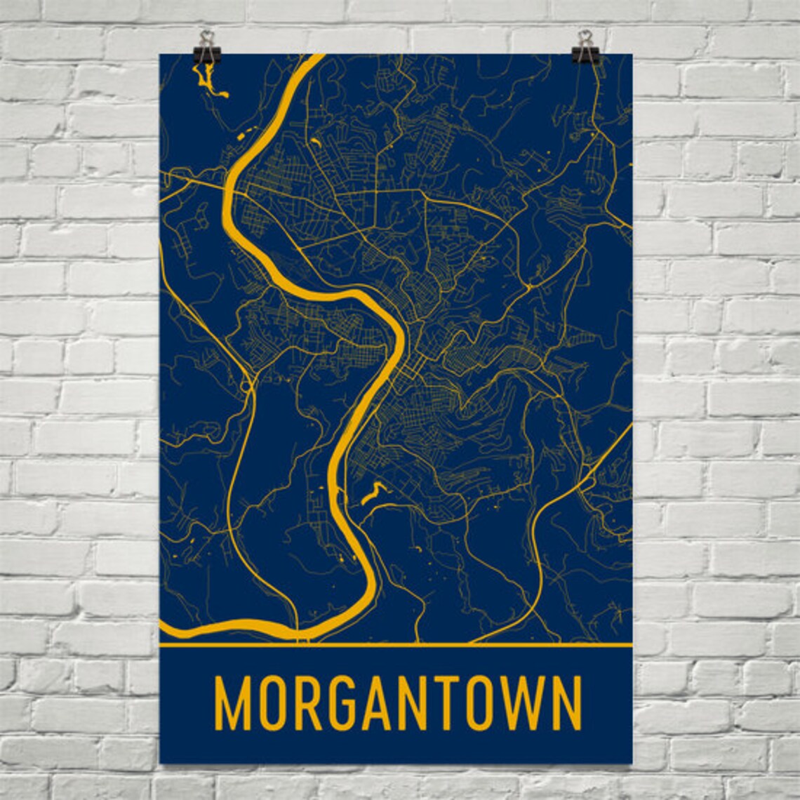 Morgantown Map Morgantown Art Morgantown Print Morgantown | Etsy