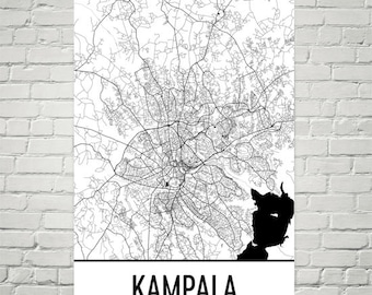 Kampala Uganda Map Art Print: Modern City Street Poster