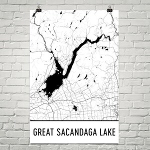 Gran Sacandaga Lake Nueva York, Great Sacandaga Lake NY, Sacandaga gran mapa del lago, Nueva York, mapa del lago, lago arte, Nueva York Art, Nueva York