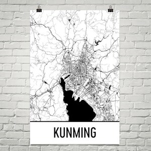 Kunming Karte, Kunming Kunst, Kunming Druck, Kunming China Poster, Kunming Wandkunst, chinesische Geschenke, Karte von China, chinesische Kunst, China Druck