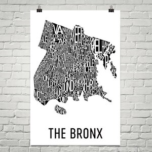 L’impression de Bronx typographie quartier carte ville d’Art, le Bronx Wall Art, le Bronx affiche d’Art, cadeau, carte du Bronx, NY Bronx oeuvre