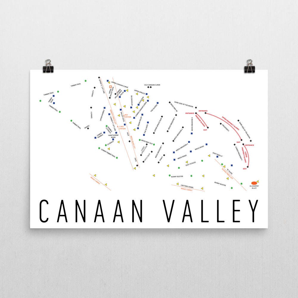 Canaan Valley Trail Map Canaan Valley Ski Map Art Canaan Valley West Virgina Canaan | Etsy Australia