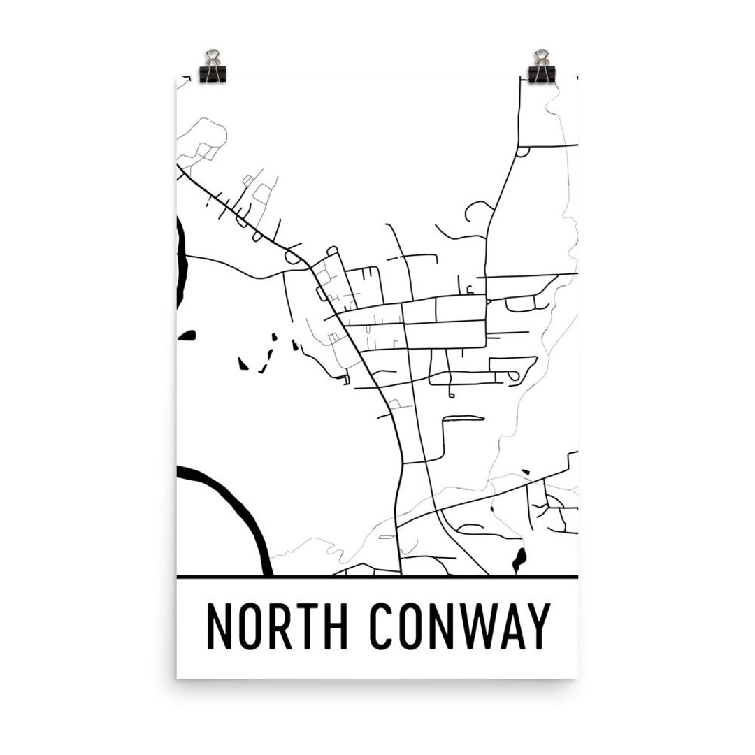 North Conway Map, North Conway Art, North Conway Print, North Conway NH