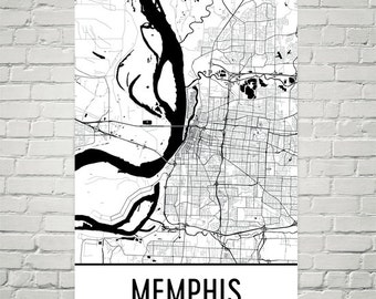 Memphis City Map Art Print: Modern Street Decor