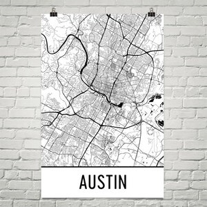 Austin Texas Map, Austin TX Print, Austin Art, Austin Map, Austin Wall Art, Map of Austin TX, Austin Poster, Gift, Birthday, Decor, Modern