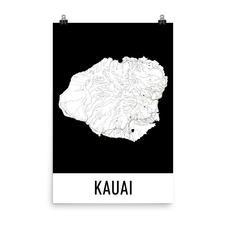 Kauai Map Kauai Art Kauai Print Kauai Poster Kauai Wall - Etsy