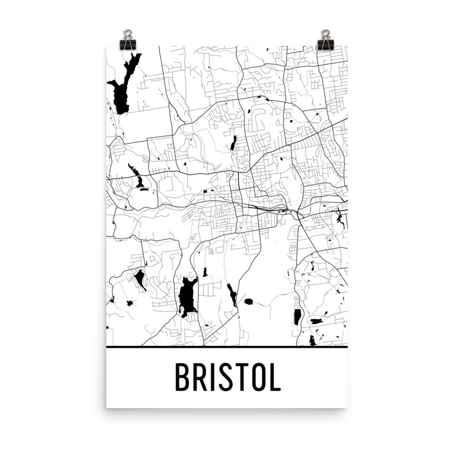 Bristol Map Bristol Art Bristol Print Bristol CT Poster Etsy