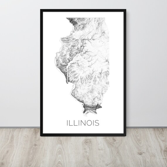 Illinois Topographic Map Map of Illinois IL Map Illinois - Etsy