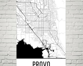 Provo UT Map Art Print: Modern City Street Poster