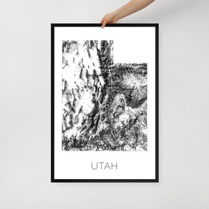 Mapa Topográfico de Utah, Mapa de Utah, Decoração de Utah, Mapa de Parede de Utah, Arte de Utah, Mapa de UT, Topográfico