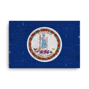 Drapeau de Virginie, Virginia Flag Art, Virginie, Virginie-État drapeau Wall Art, Virginie toile, VA drapeau impression, en Virginie Poster, VA cadeaux, Art