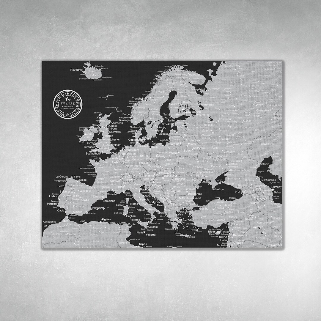 Personalized Europe Push Pin Travel Map, Physical Political Topo Map - Etsy