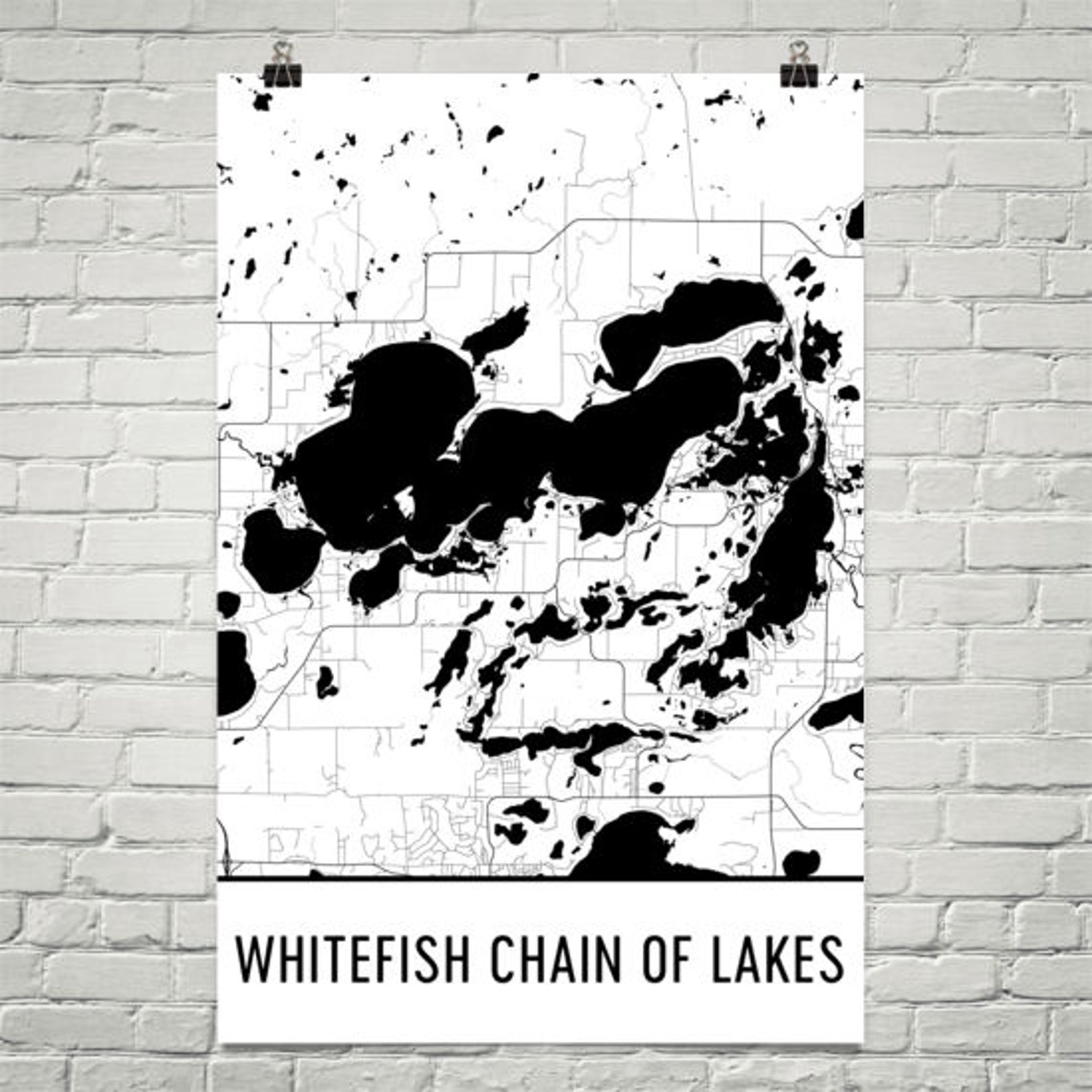 Whitefish Chain of Lakes Minnesota Whitefish Lake Map Etsy