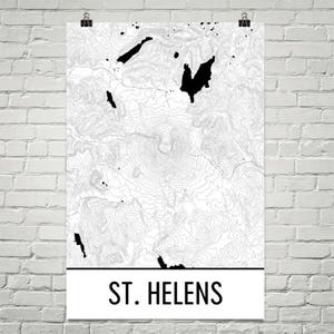 Mount St. Helens Print, Mount St. Helens Washington Poster, topografische kaart St. Helens Vulkaan Contour, wandelen Gift, Cascade Mountains