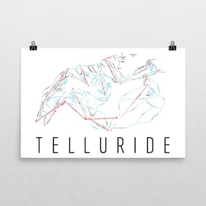 Telluride Ski Map Art, Telluride Colorado, Telluride Trail Map, Colorado Art, Colorado Gifts, Colorado Poster, Colorado Print, Ski Art