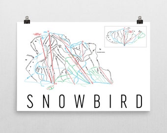 Snowbird Ski Map Art, Snowbird Utah, Snowbird Trail Map, Snowbird Ski Resort Print, Utah Art, Utah Map, Utah Print, Utah Poster, Salt Lake