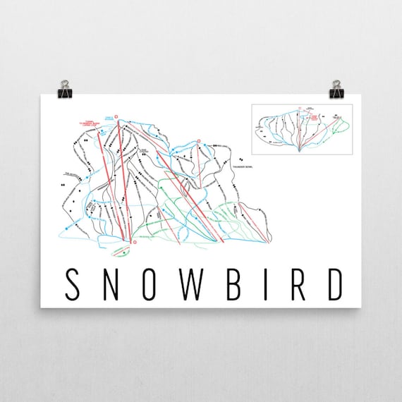 Snowbird Ski Trail Map Snowbird Ski Map Art Snowbird Utah Snowbird Trail Map | Etsy Uk