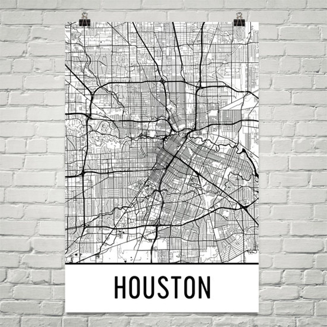 Houston Map Houston Art Houston Print Houston TX Poster - Etsy