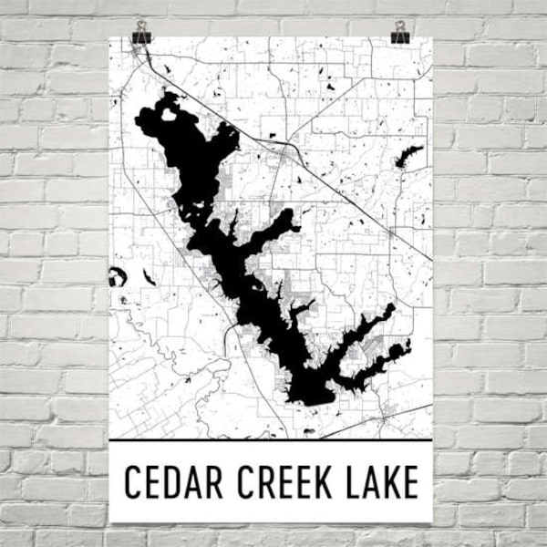 Cedar Creek Lake Texas, Cedar Creek Lake TX, Cedar Creek Lake Map, Texas Map, Lake House Decor, Lake Map, Cedar Creek TX, Fishing, Boating