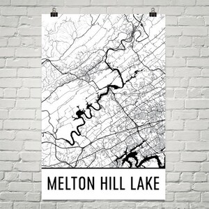 Melton Cerro lago Tennessee, TN de lago de la colina de Melton, Melton colina mapa de Lake, Tennessee decoración, arte mapa de Lake, Tennessee, Casa Decor, pesca