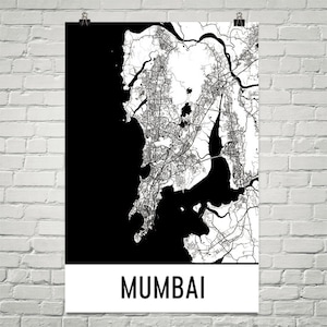 Mumbai Map, Mumbai Art, Mumbai Print, Mumbai India Poster, Mumbai Wall Art, Mumbai Gift, Map of Mumbai, Mumbai Decor, Mumbai Map Art Print
