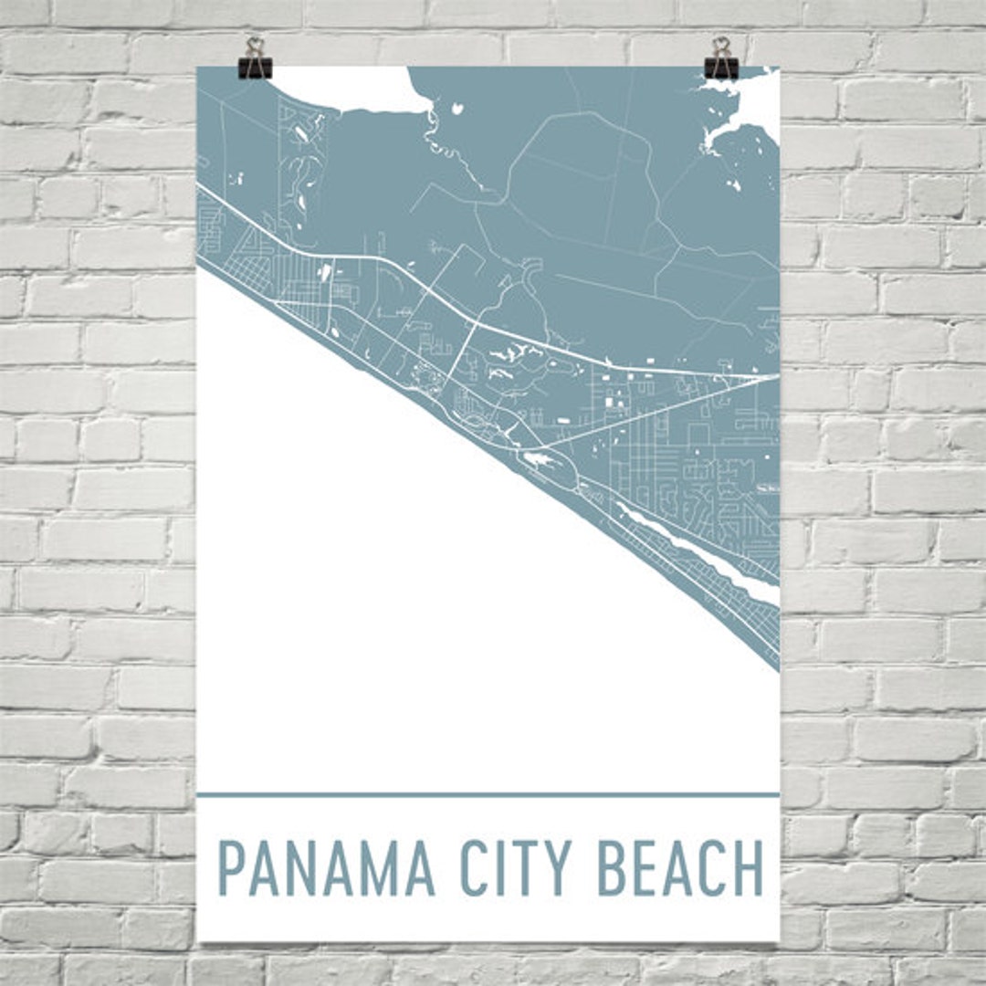 Panama City Beach Map, Panama City FL Art, Panama City Florida Print
