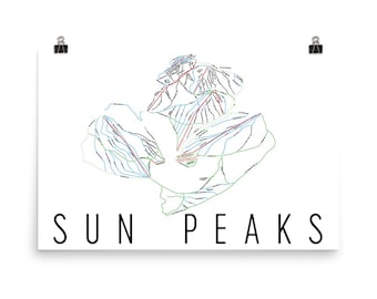 Sun Peaks Ski Resort Trail Map Art Print, British Columbia