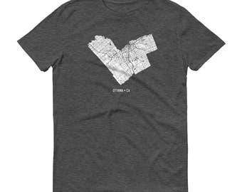 Ottawa Map T-Shirt, Ontario Canada Souvenir Tee