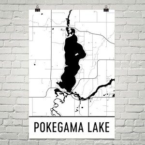 Pokegama lago Minnesota, MN de lago Pokegama, Pokegama mapa del lago, Minnesota, mapa de lago, arte de lago Pokegama, Minnesota lagos arte, Minnesota