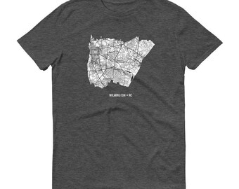 Wilmington NC Map Shirt, USA Made Cotton Blend Tee