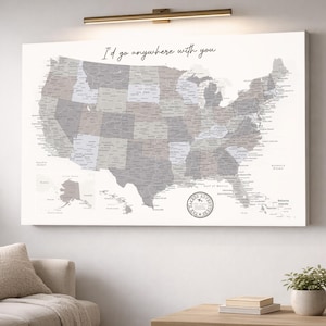 Personalized USA Push Pin Map – Farmhouse Canvas Travel Tracker