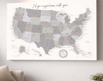 Personalized USA Push Pin Map – Farmhouse Canvas Travel Tracker