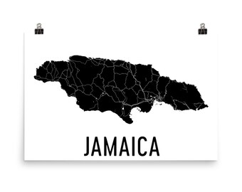 Jamaica Map Art Print: Modern Jamaican Decor