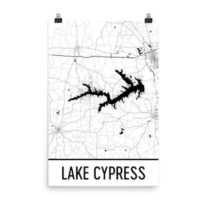Cypress Lake Texas, Lake Cypress Springs TX, Texas kaart, Lake Cypress Springs Lake kaart, Cypress Lake Art afdrukken, kunst, Cottage Decor muur