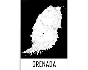 Grenada Map Art Print: Modern Island Street Map Decor