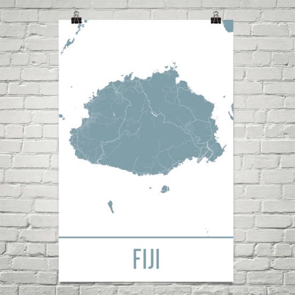 Fiji Map, Fiji Art, Fiji Print, Fiji Island Poster, Fiji Gifts, Map of Fiji, South Pacific Poster, Fijian Islands, Fiji Honeymoon