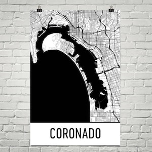 Mappa di Coronado, Arte di Coronado, Stampa di Coronado, Poster di Coronado CA, Arte murale di San Diego, Regalo di Coronado, Mappa di San Diego, Poster, Decorazione, Isola