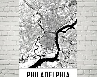 Philadelphia Street Map Art Print, Modern City Poster
