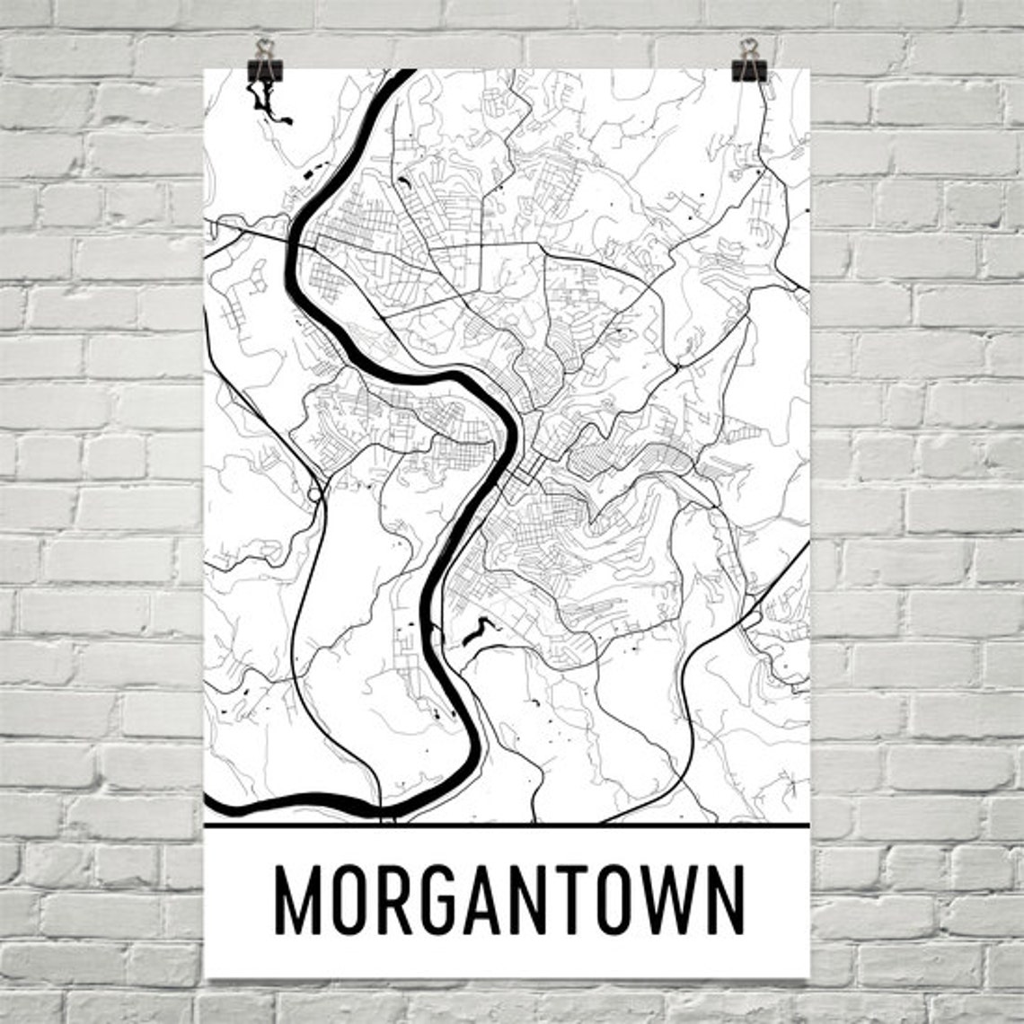 Morgantown Map Morgantown Art Morgantown Print Morgantown | Etsy