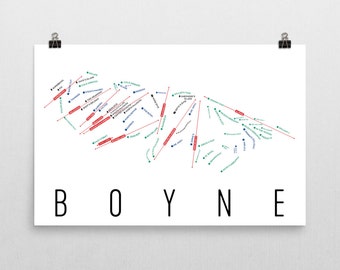 Boyne Ski Map Art, Boyne Michigan, Boyne Trail Map, Michigan Art, Michigan Gifts, Michigan Decor, Michigan Print, Michigan Poster, Ski Art