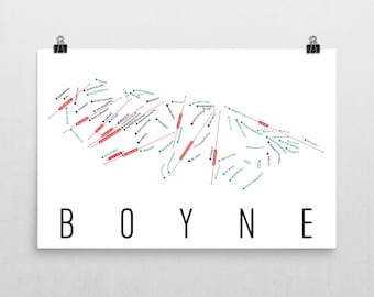 Impression artistique de la carte des pistes de ski de la Boyne : décoration du Michigan