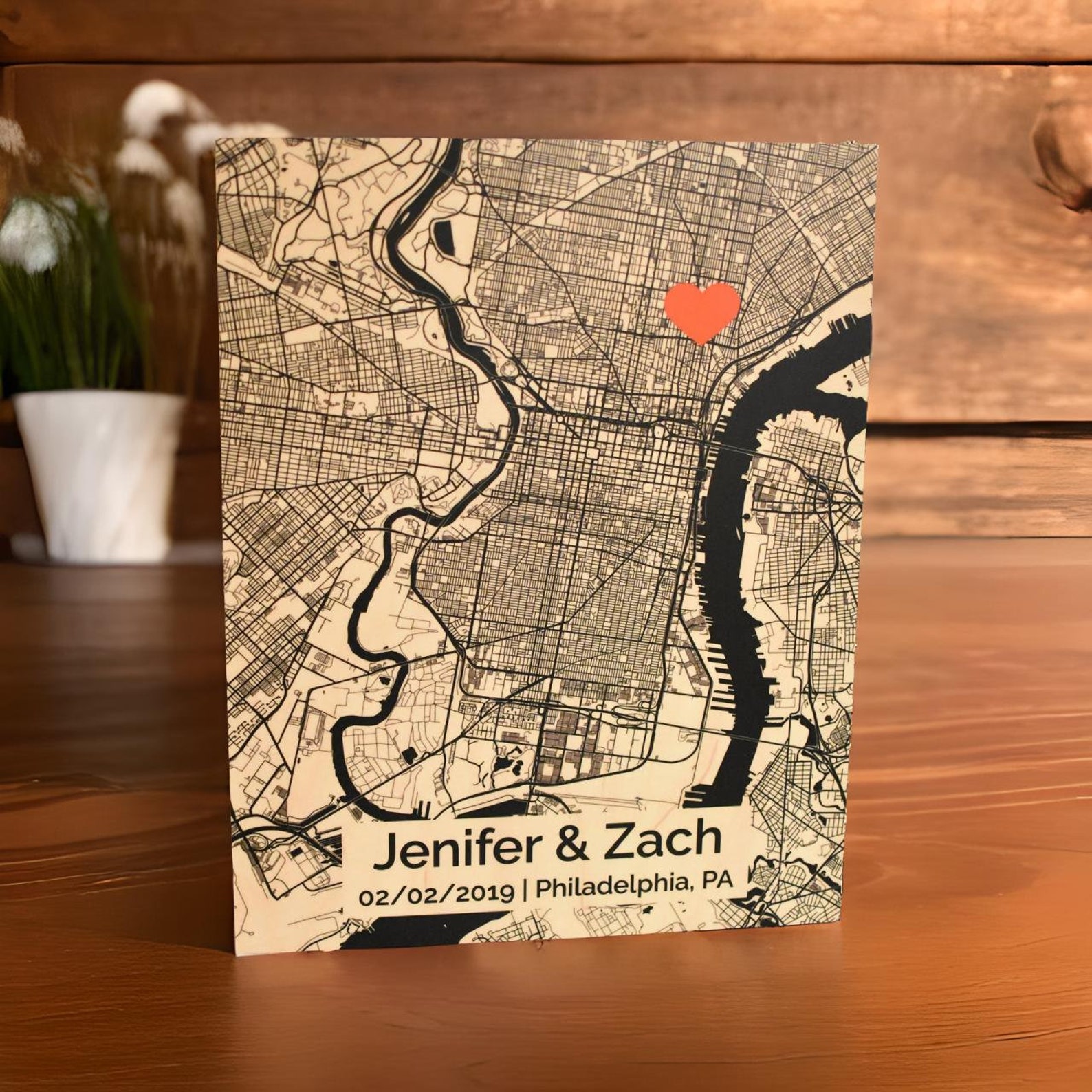Personalized Wood 5-Year Anniversary Star Map
