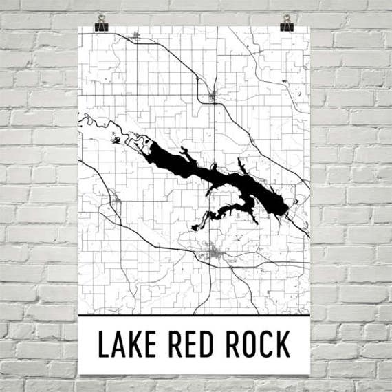 Map Of Lake Red Rock Iowa Lake Red Rock Iowa Lake Red Rock Ia Des Moines Map Des | Etsy