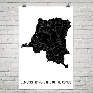 Congo Map, Map of Congo, Democratic Republic of Congo Art, DR Congo Decor, DRC Gift, DROC Print, Congo Poster, Congo Wall Art, Congo Map Art
