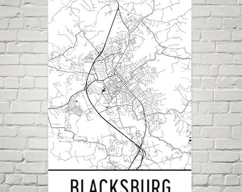 Blacksburg Map, Blacksburg VA Art, Blacksburg Print, Blacksburg VA Poster, Blacksburg Wall Art, Map of Blacksburg, Print, Gift, Decor, Art