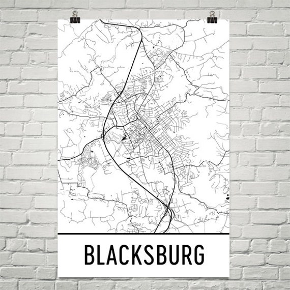 blacksburg y fair va craft Blacksburg  Blacksburg Blacksburg  Print Art Map Etsy VA