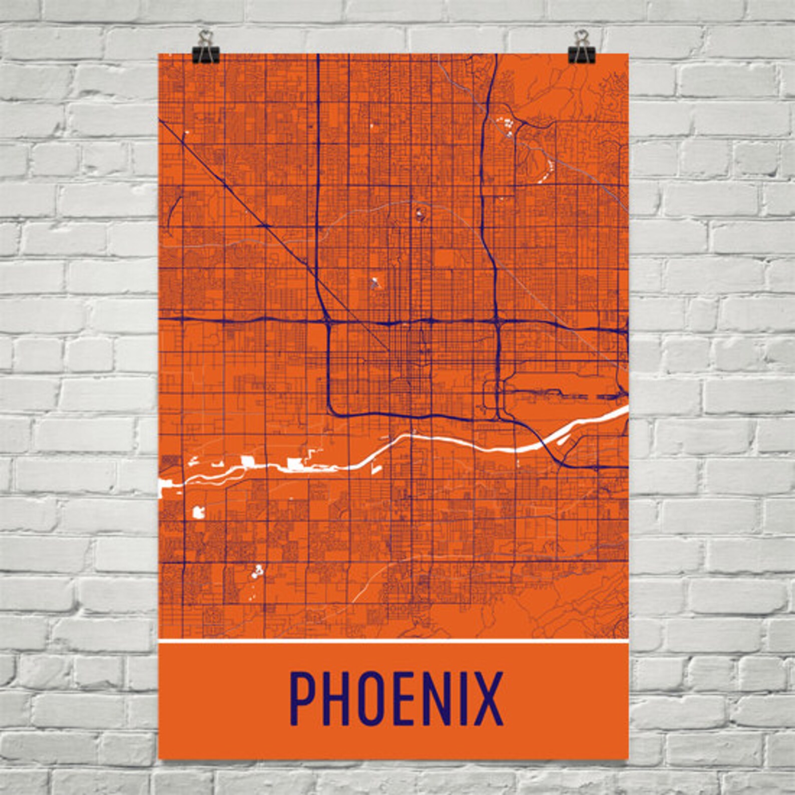 Phoenix Map Phoenix Art Phoenix Print Phoenix AZ Art Etsy