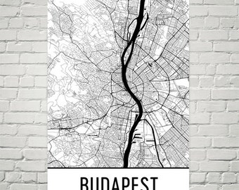 Budapest Map, Budapest Poster, Budapest Art Print, Budapest Hungary Art Poster, Budapest Wall Art, Budapest Gift, Map of Budapest, Art