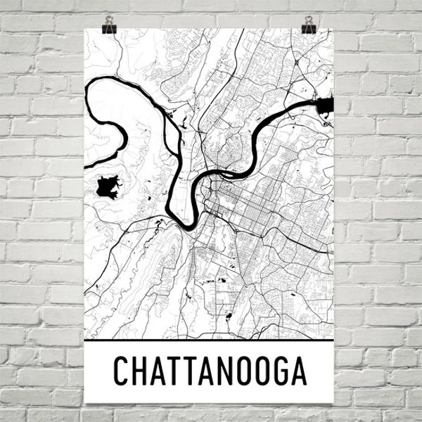 Chattanooga Map, Chattanooga Art, Chattanooga Print, Chattanooga TN Art Poster, Chattanooga Wall Art, Map of Chattanooga, Gift, Decor, Art