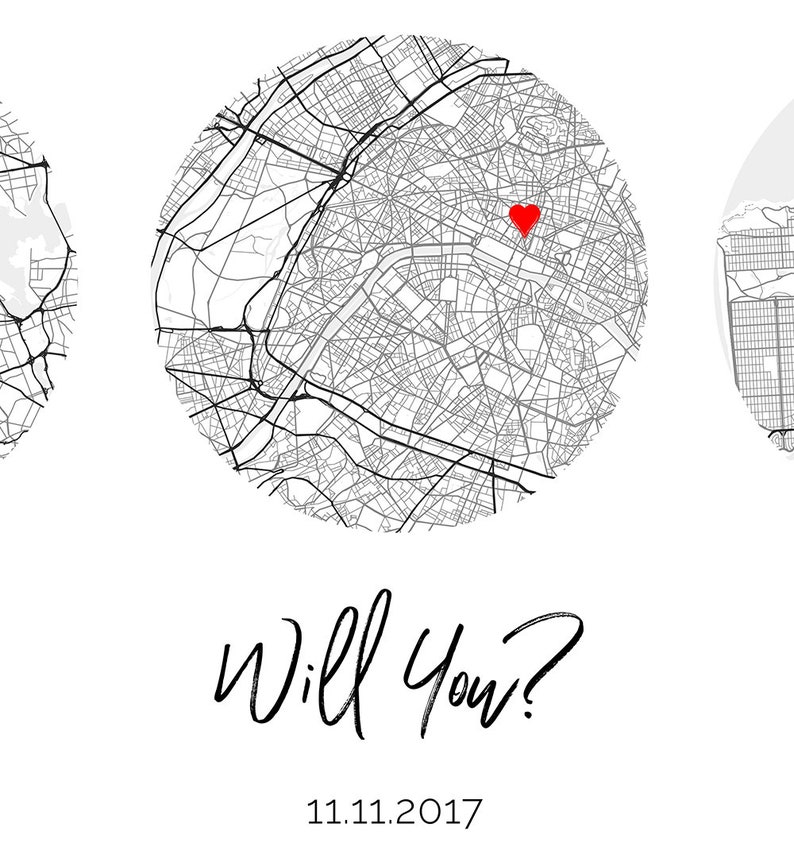 Valentines Anniversary Gift, For Boyfriend, For Husband, For Girlfriend, For Wife, Custom Map Art, Hello, Will You image 3